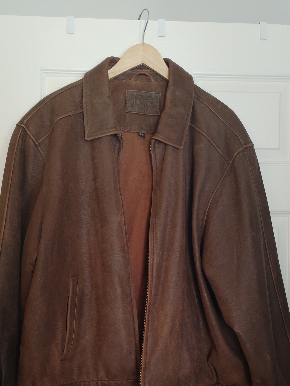 croft & barrow Brown Leather Bomber Jacket